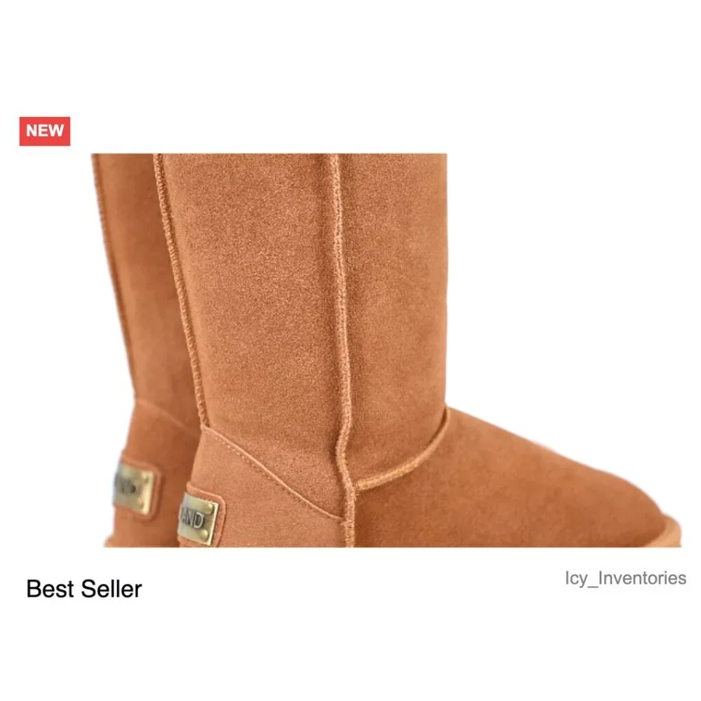 Genuine Suede Snow Boots Waterproof Winter Mid-Calf Classic Chic